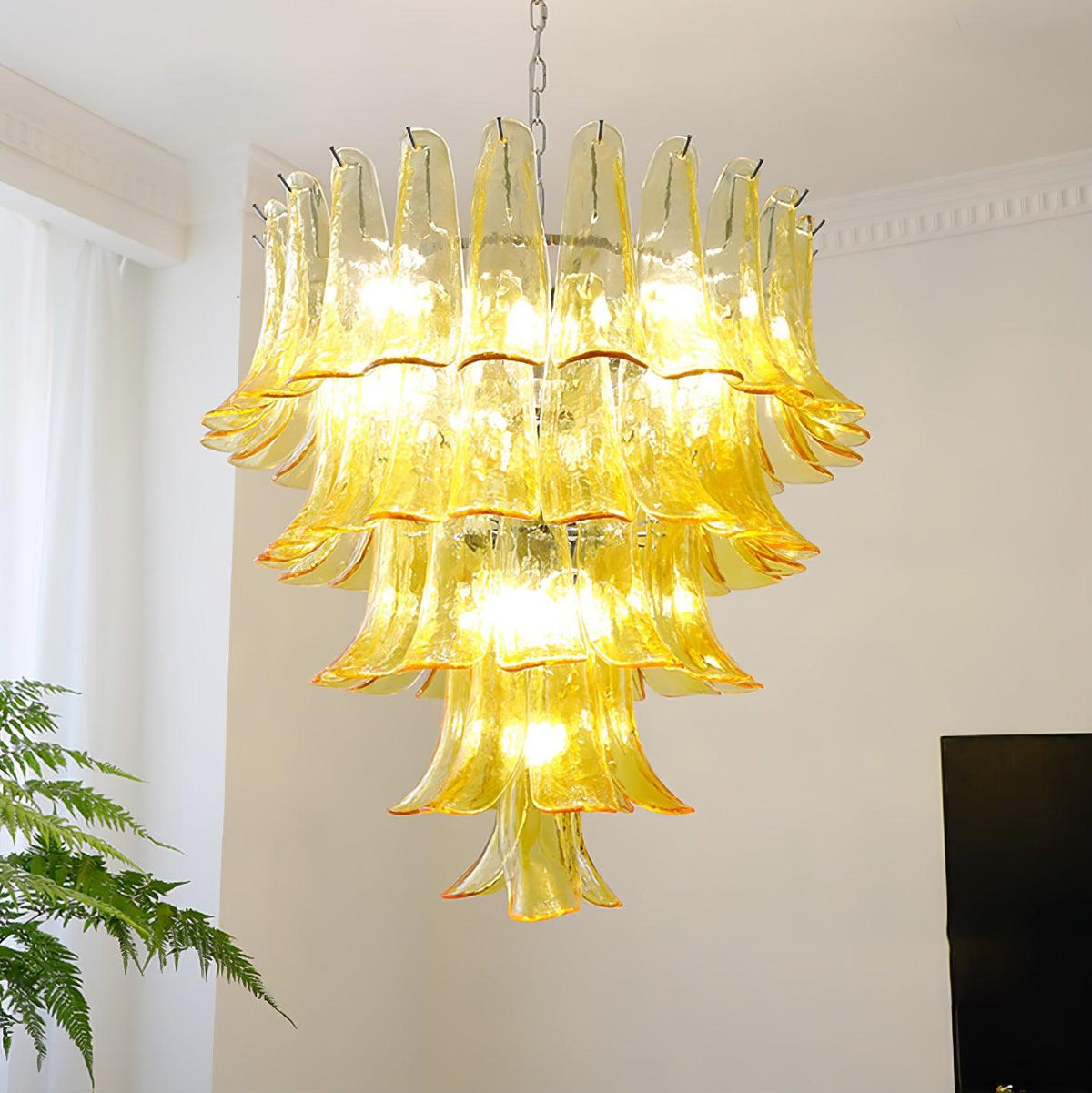 Elvess Kroonluchter Murano-glasblad Goudkleurig