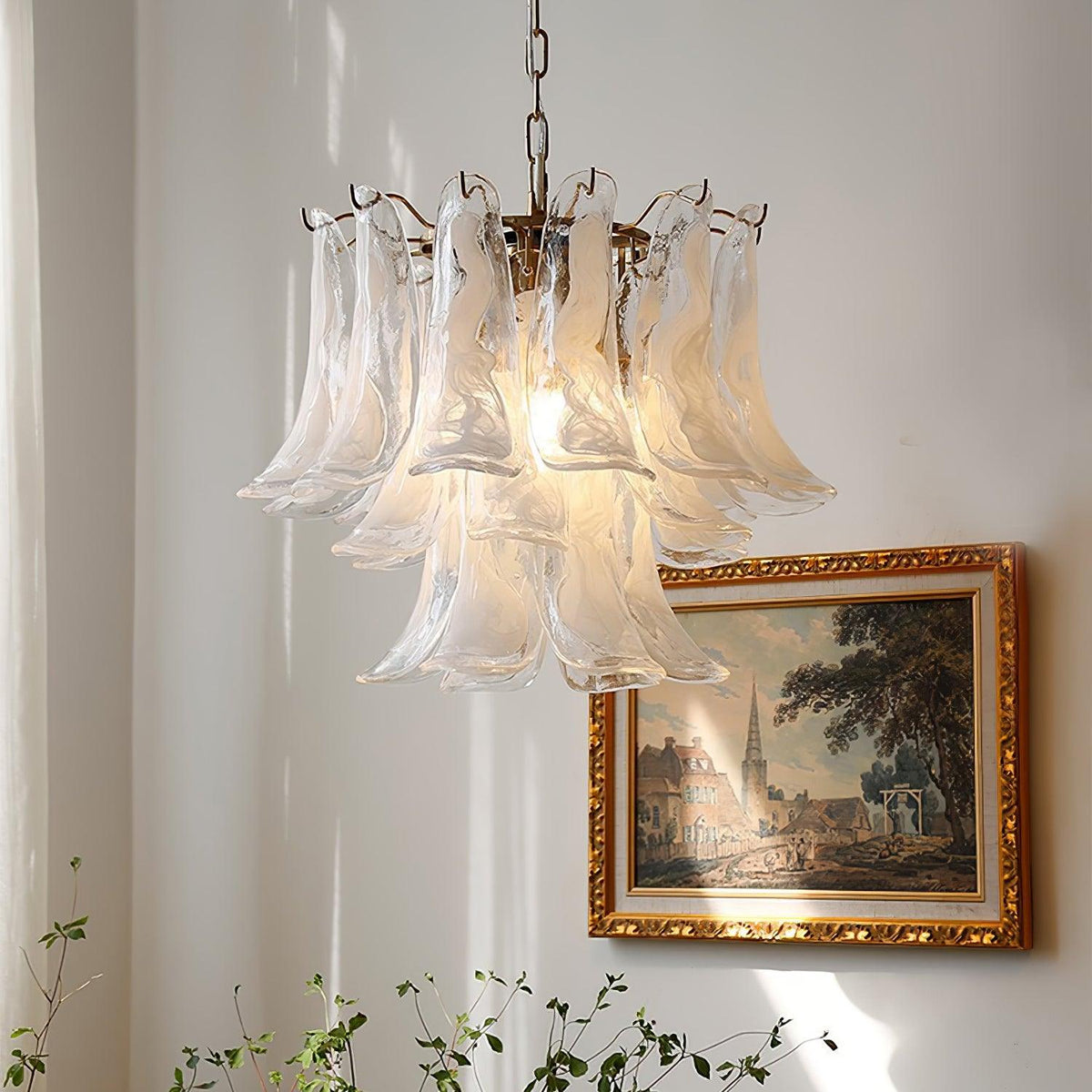 Elvess Kroonluchter Murano-glasblad Goudkleurig