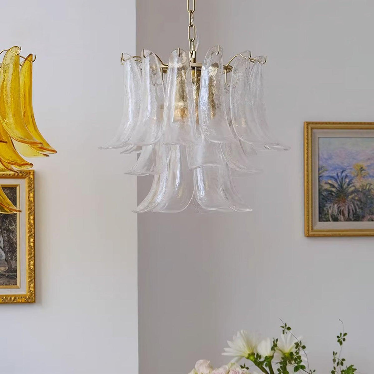 Elvess Kroonluchter Murano-glasblad Goudkleurig