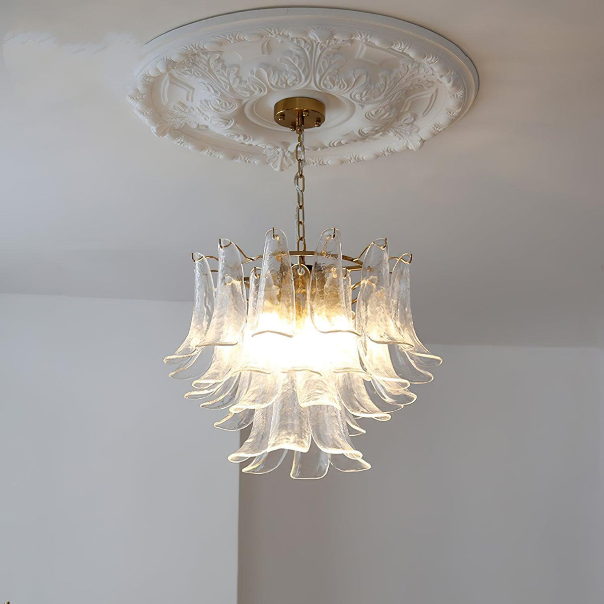 Elvess Kroonluchter Murano-glasblad Goudkleurig