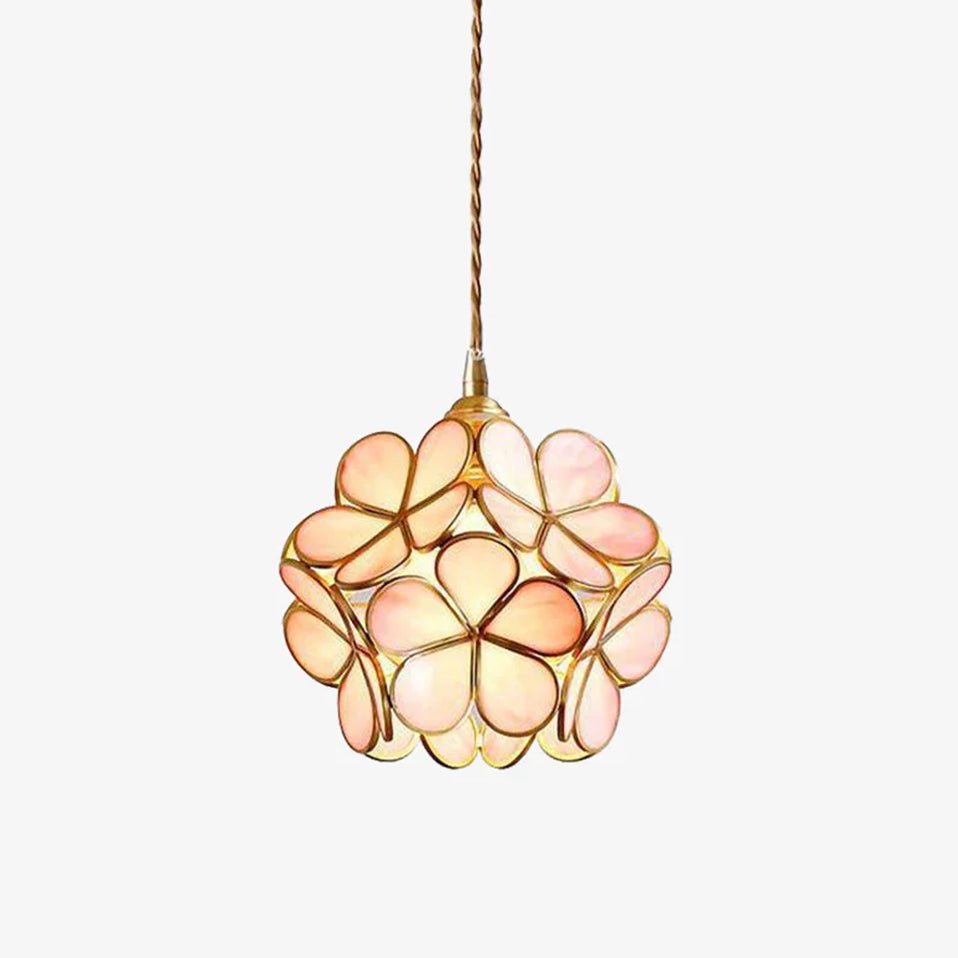 Velelise hanglamp met glazen bloemblaadjes voor keuken