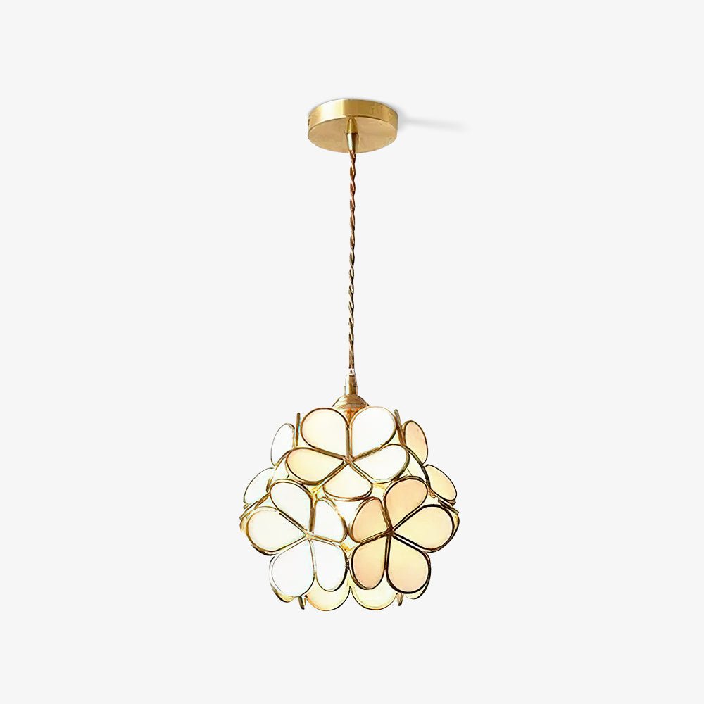 Velelise hanglamp met glazen bloemblaadjes voor keuken