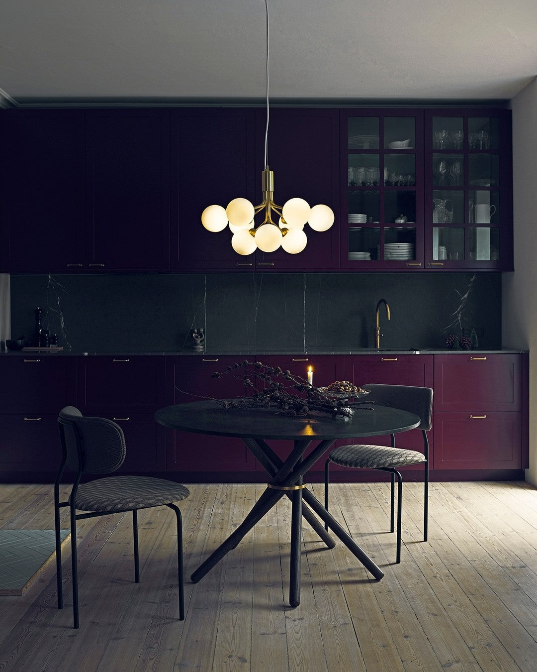 Eirelelle Hanglamp Glas cluster van glazen bollen Messing