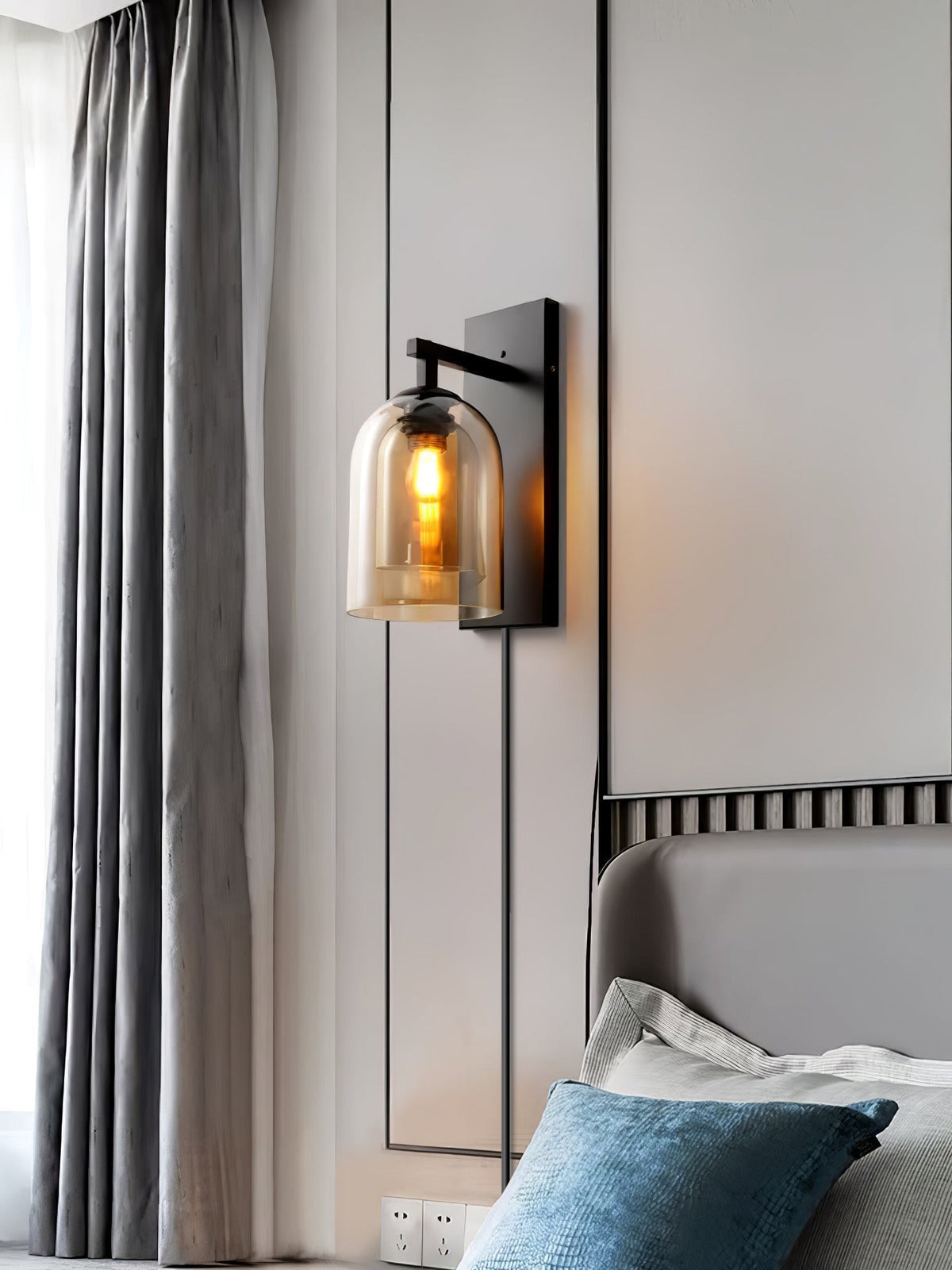 Celerira Noordse kunst Tubular wandlamp met stekker van glas