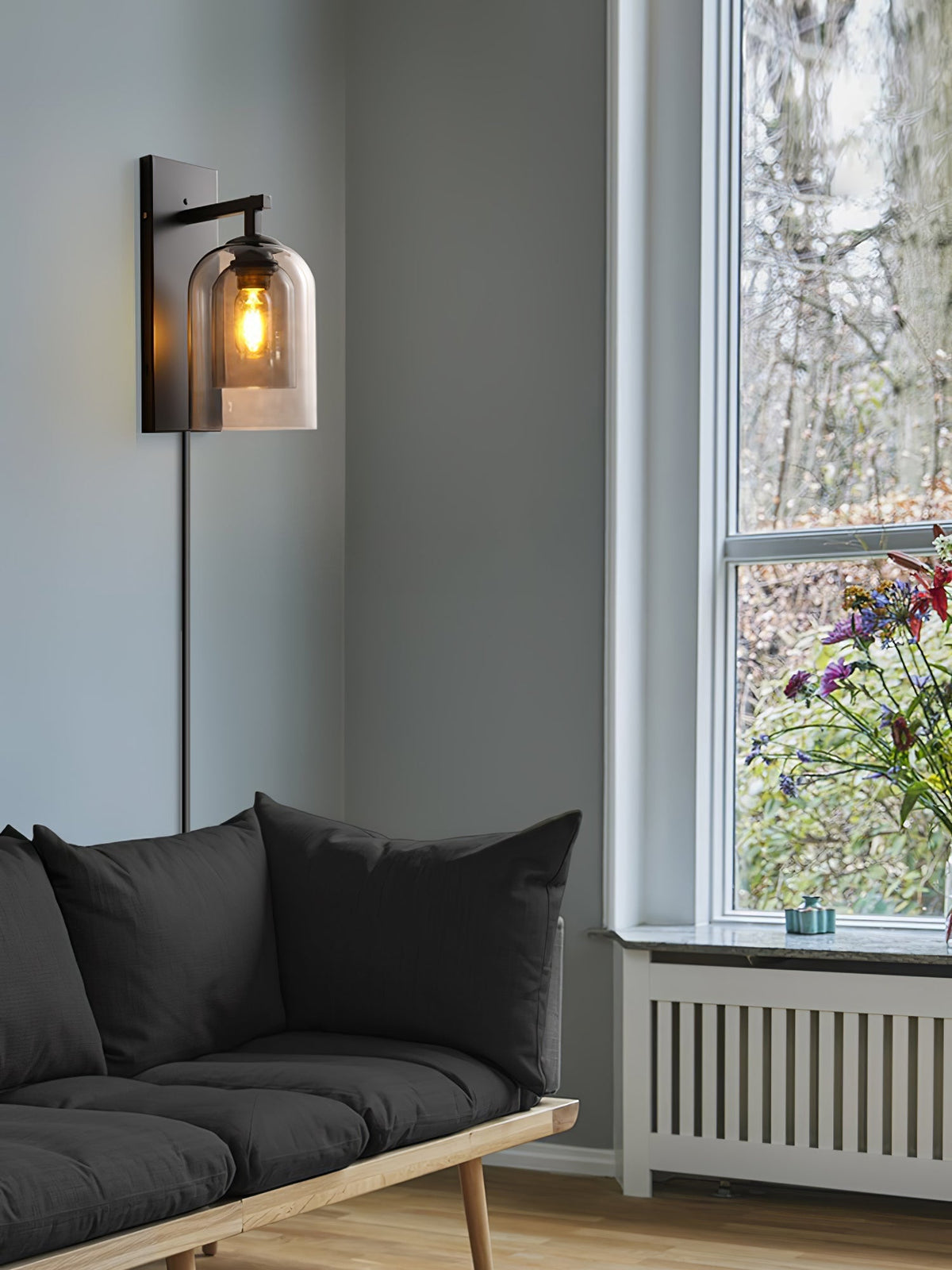 Celerira Noordse kunst Tubular wandlamp met stekker van glas