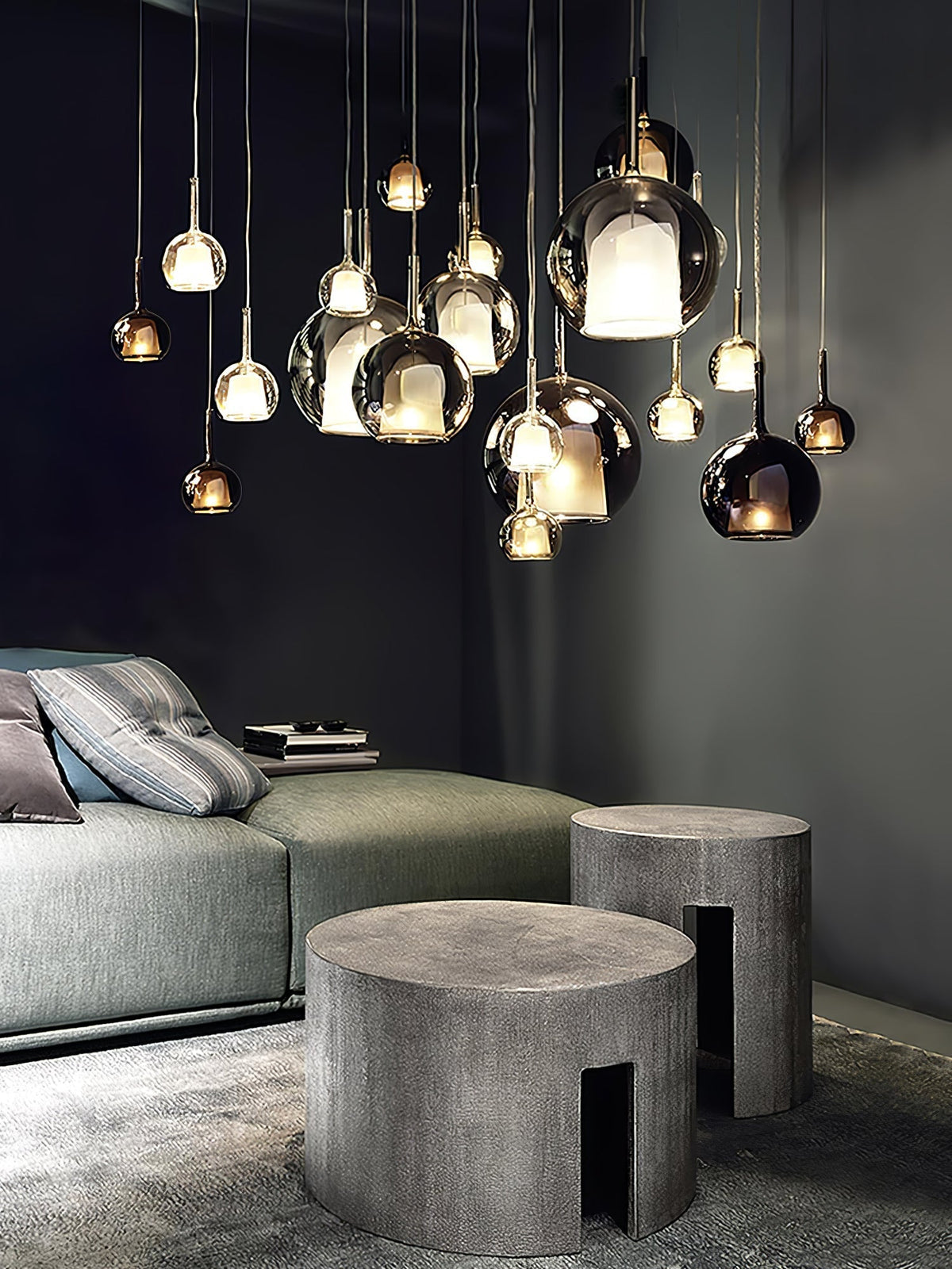 Lioranira hanglamp rookglas rond