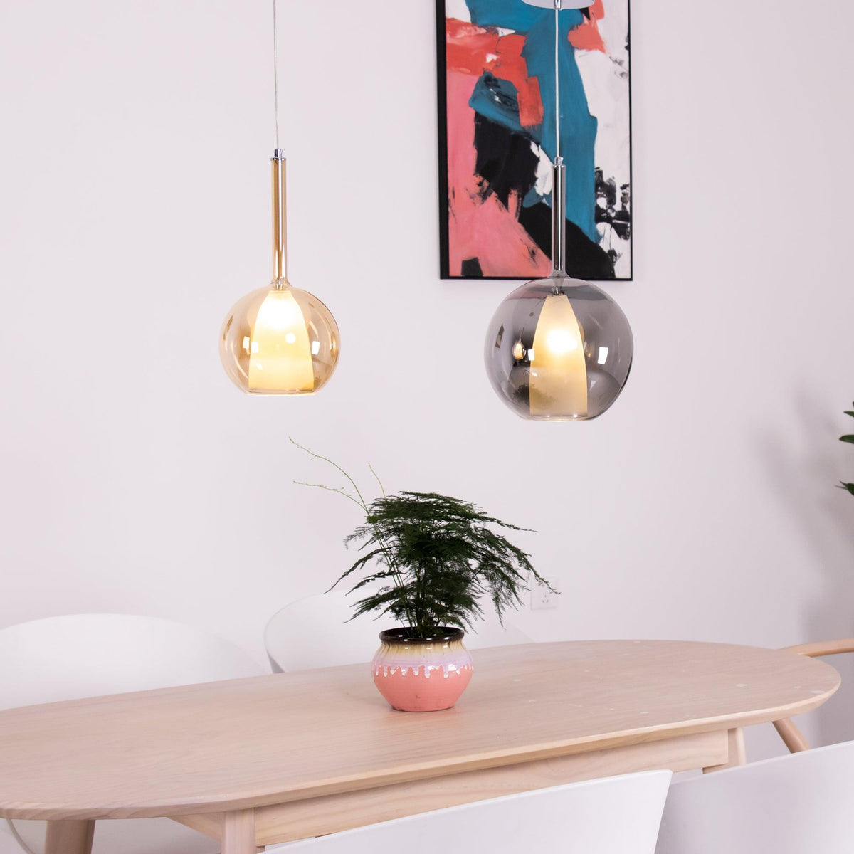 Lioranira hanglamp rookglas rond