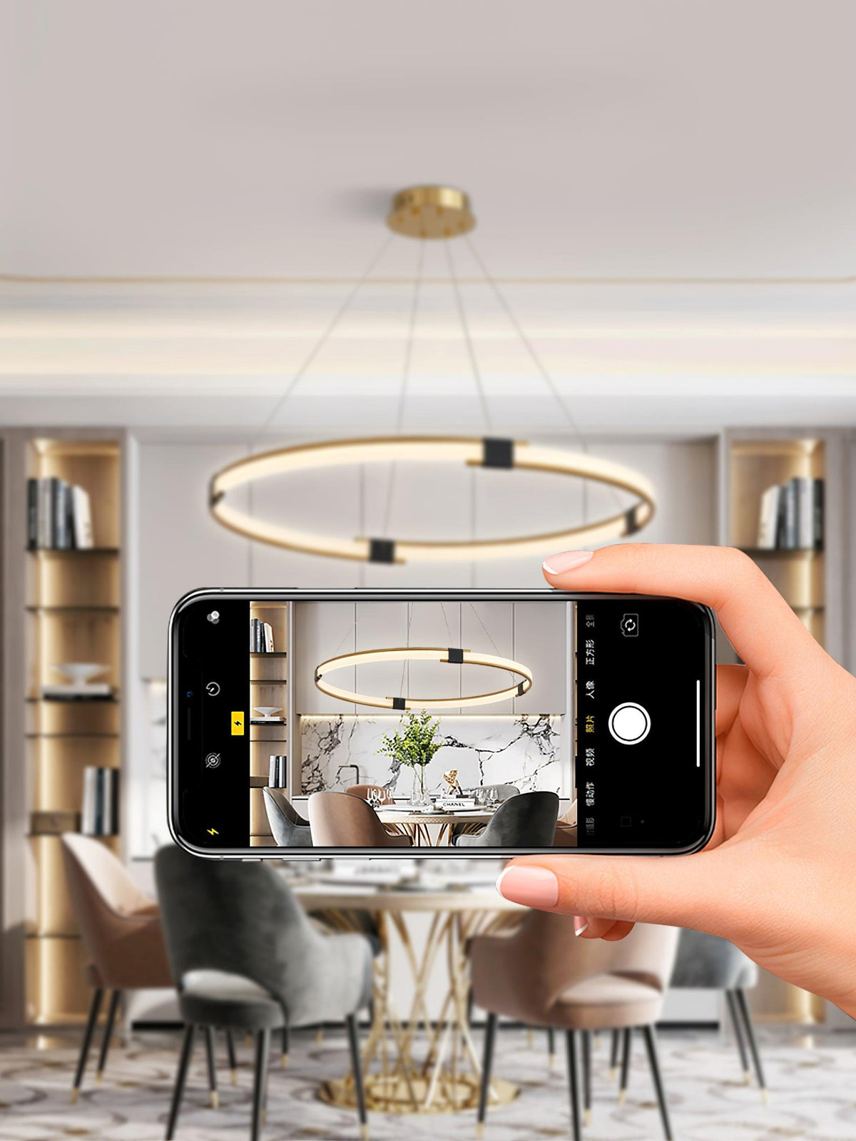 Lavi Kroonluchter met Gouden Ring LED Halo Modern