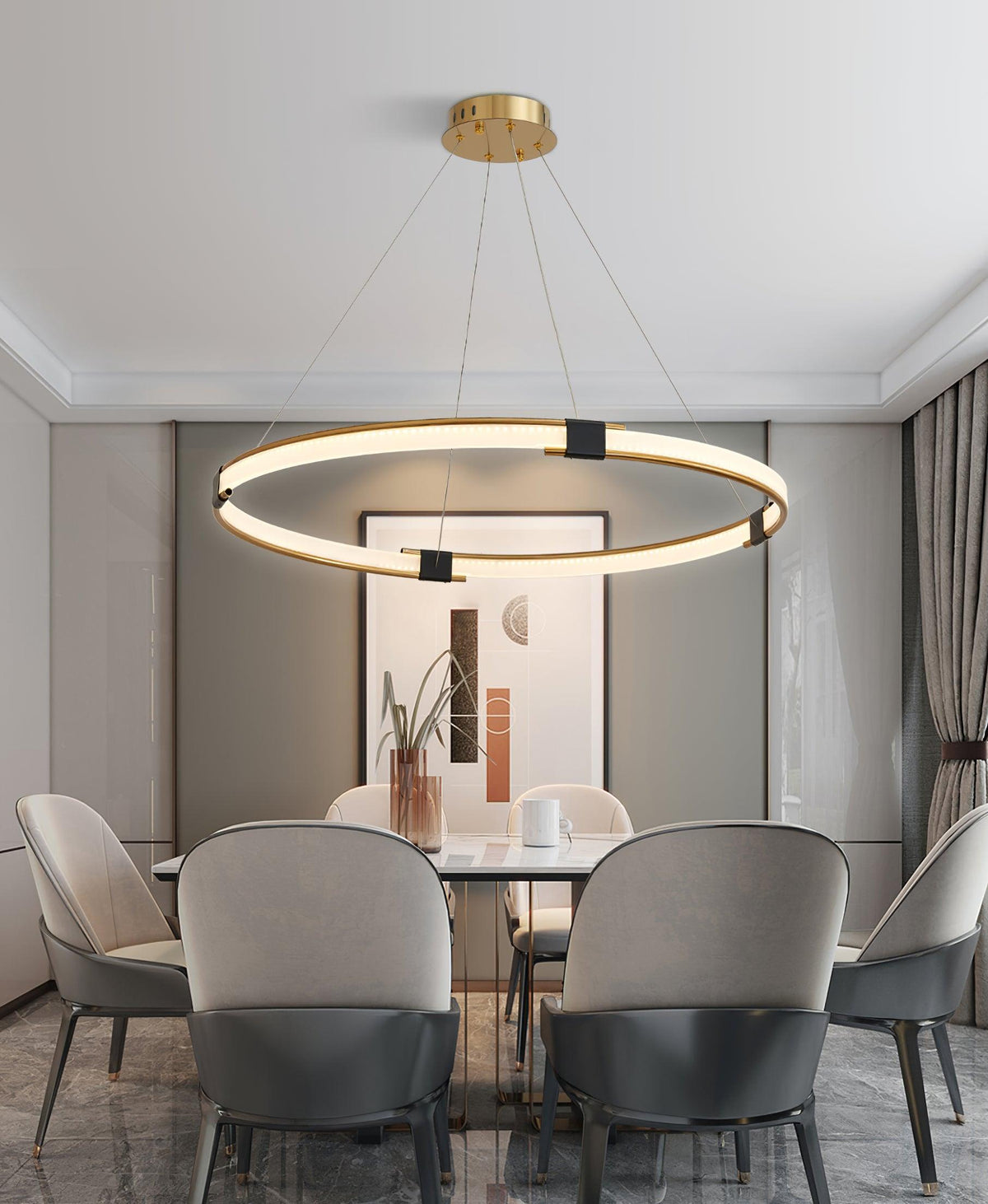 Lavi Kroonluchter met Gouden Ring LED Halo Modern