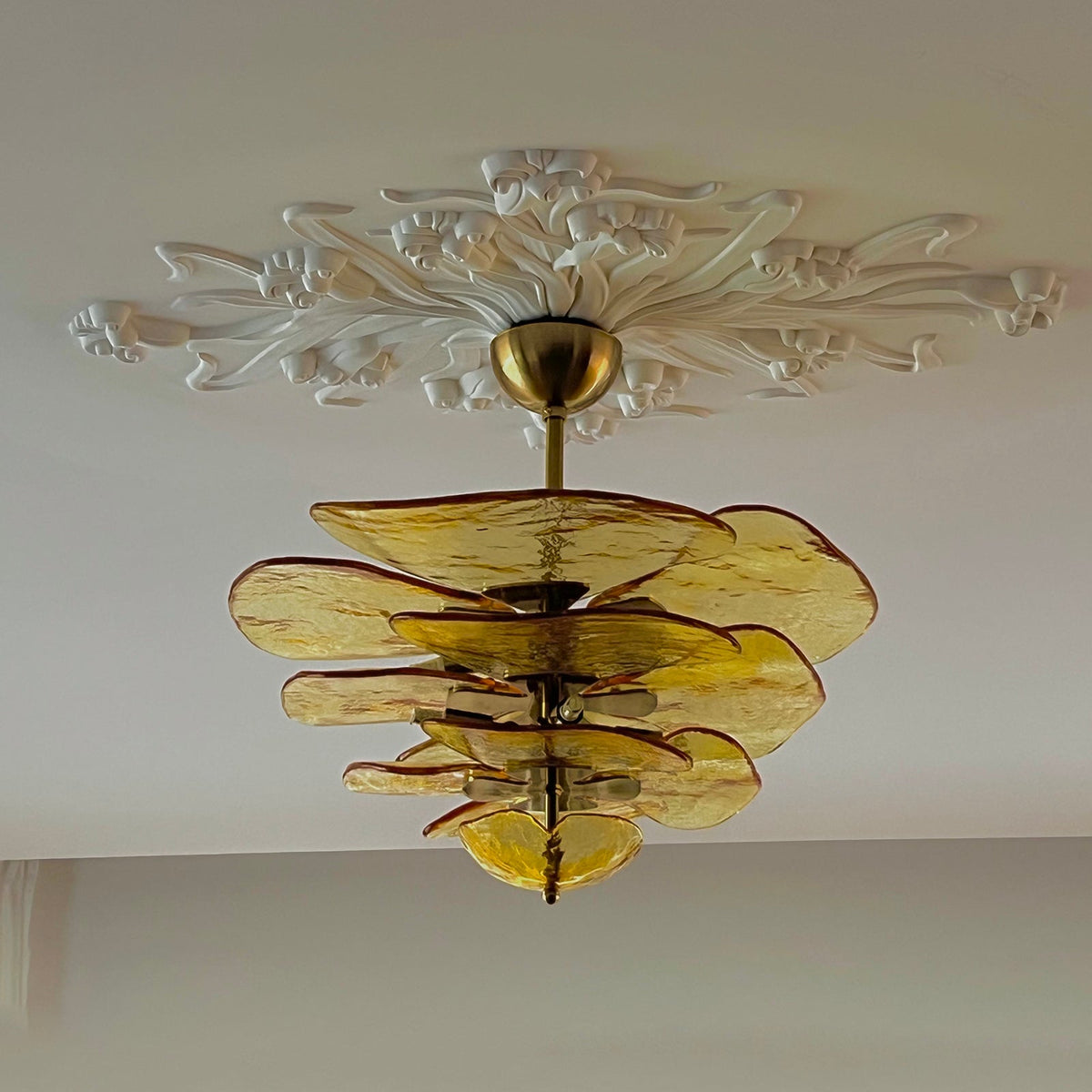 Crivs Kroonluchter Goud Murano-glas Bloemblaadjes Luxe