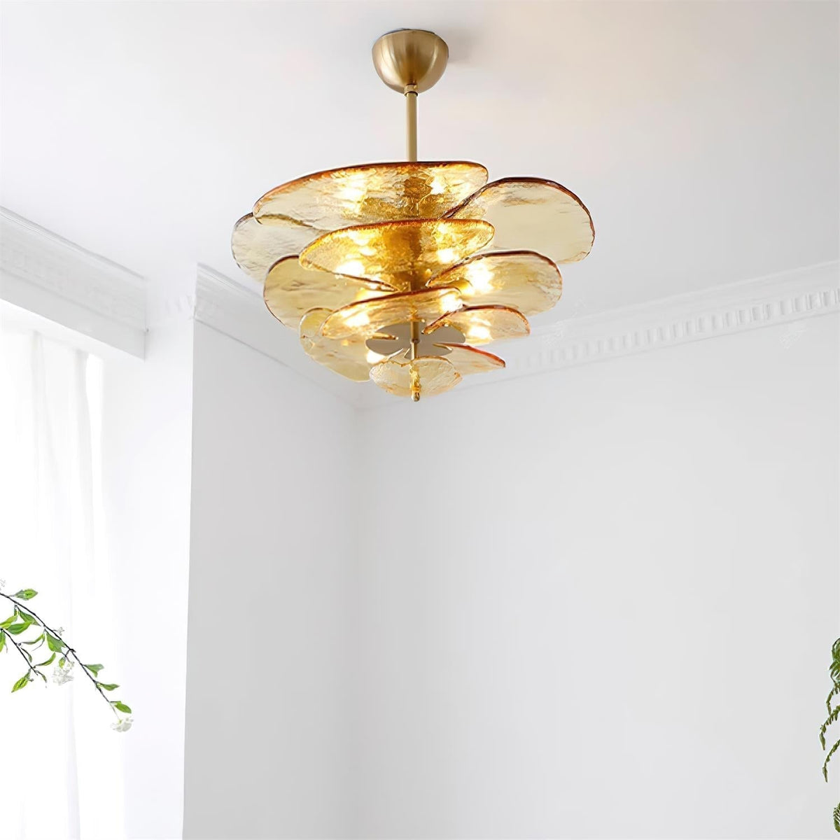 Crivs Kroonluchter Goud Murano-glas Bloemblaadjes Luxe