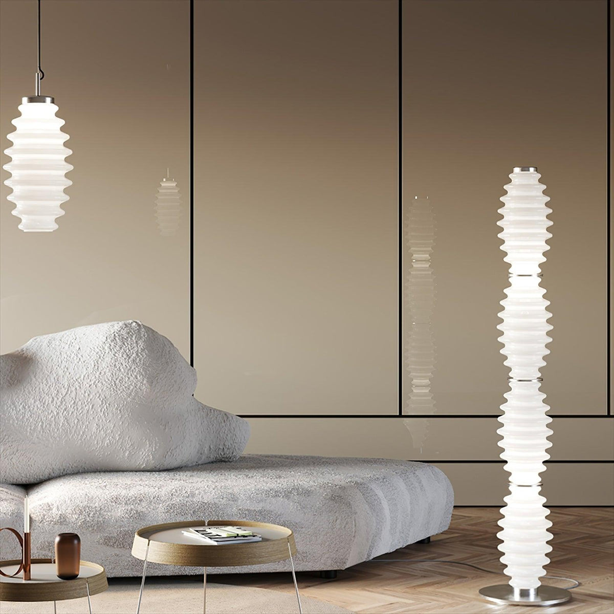 Celerine moderne vloerlamp met glazen kap