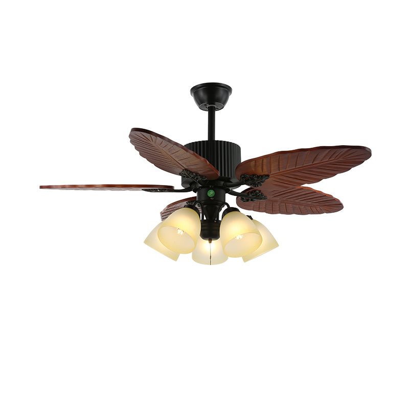 Syleelle Tropisch Hout glas Plafondventilator met Verlichting