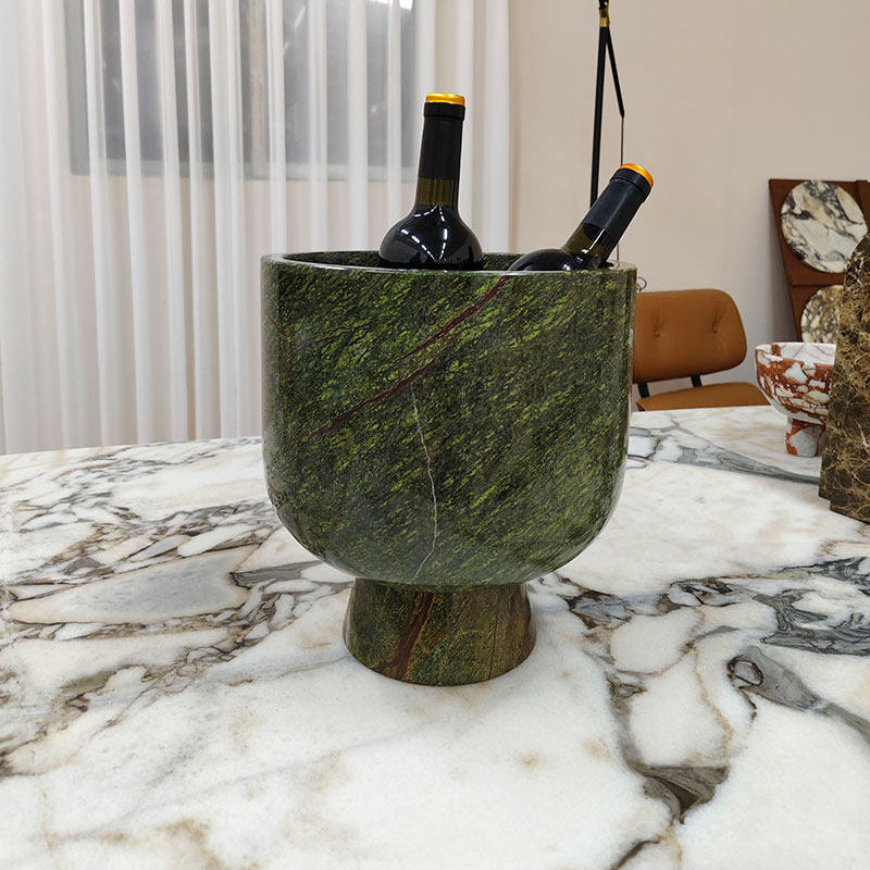 Flima elegante sculpturale decoratieve interieurbak van groen marmer