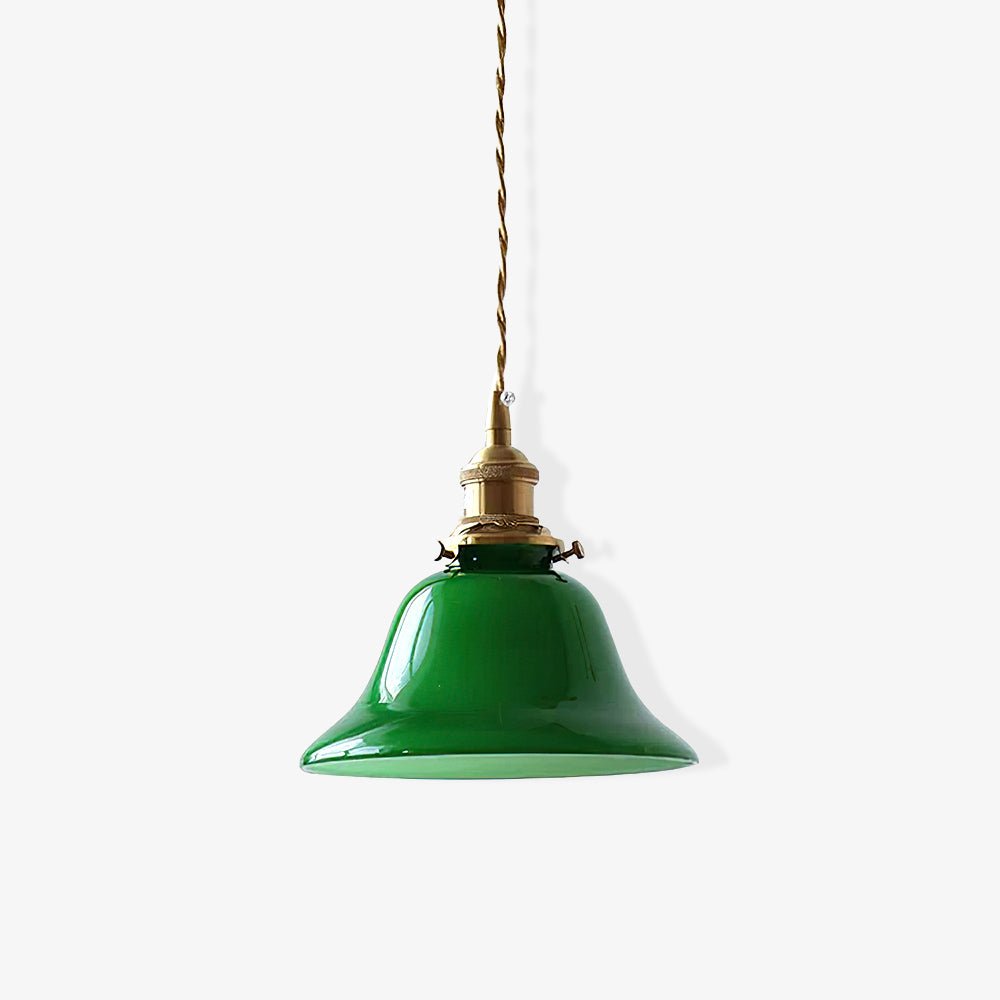 Jovanth Retro hanglamp in messing met groene afwerking