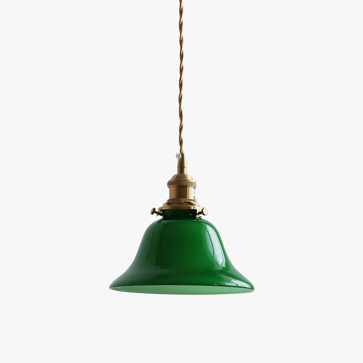 Jovanth Retro hanglamp in messing met groene afwerking