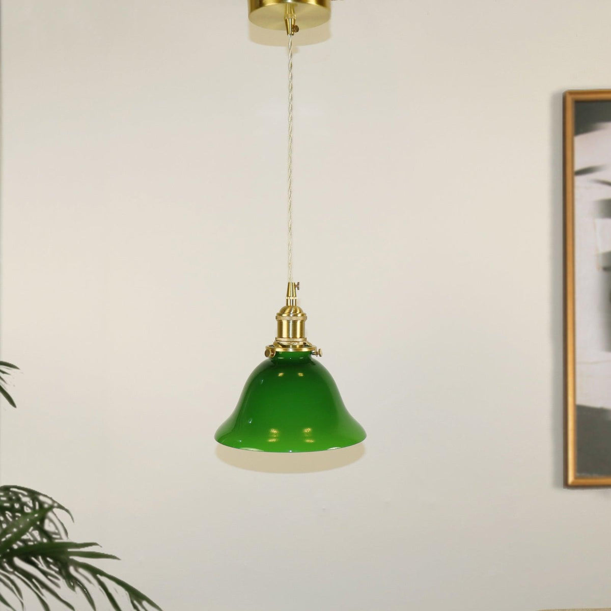 Jovanth Retro hanglamp in messing met groene afwerking