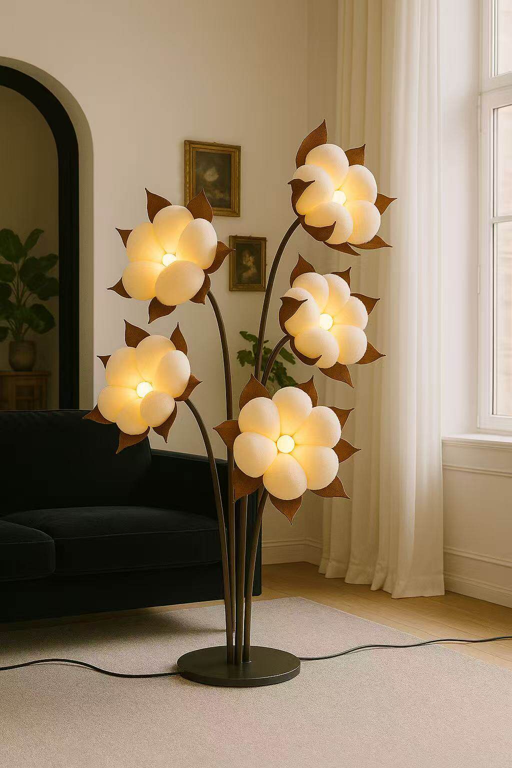 Sylvianne Groene Bloemblaad vloerlamp