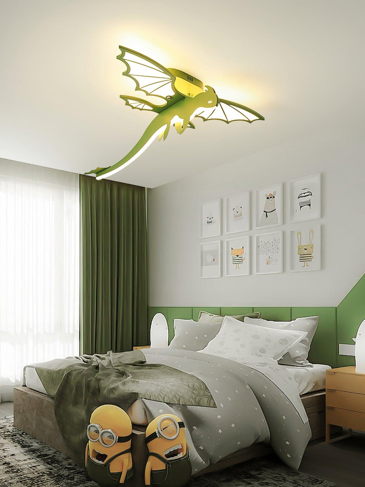 Miriora plafondlamp Groen Dinosaurus LED