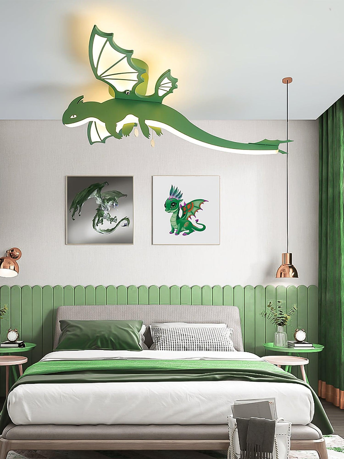 Miriora plafondlamp Groen Dinosaurus LED