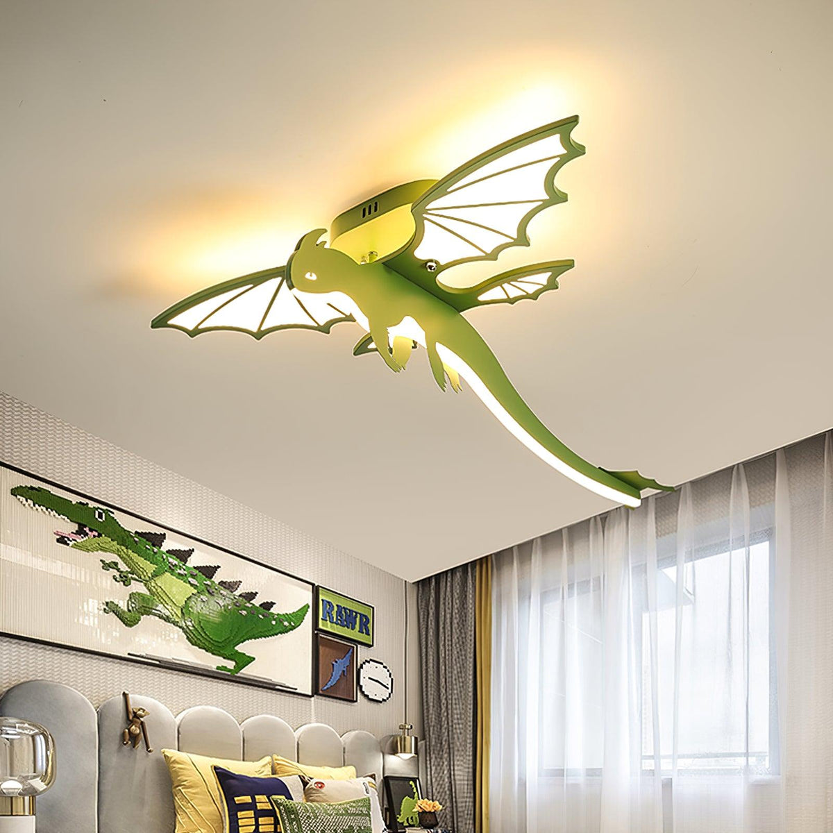 Miriora plafondlamp Groen Dinosaurus LED