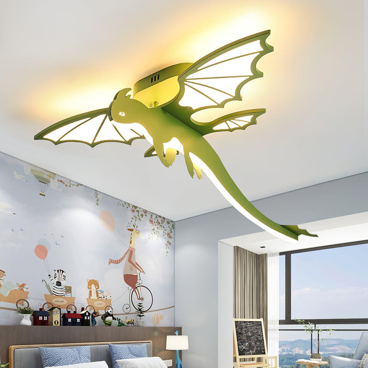 Miriora plafondlamp Groen Dinosaurus LED