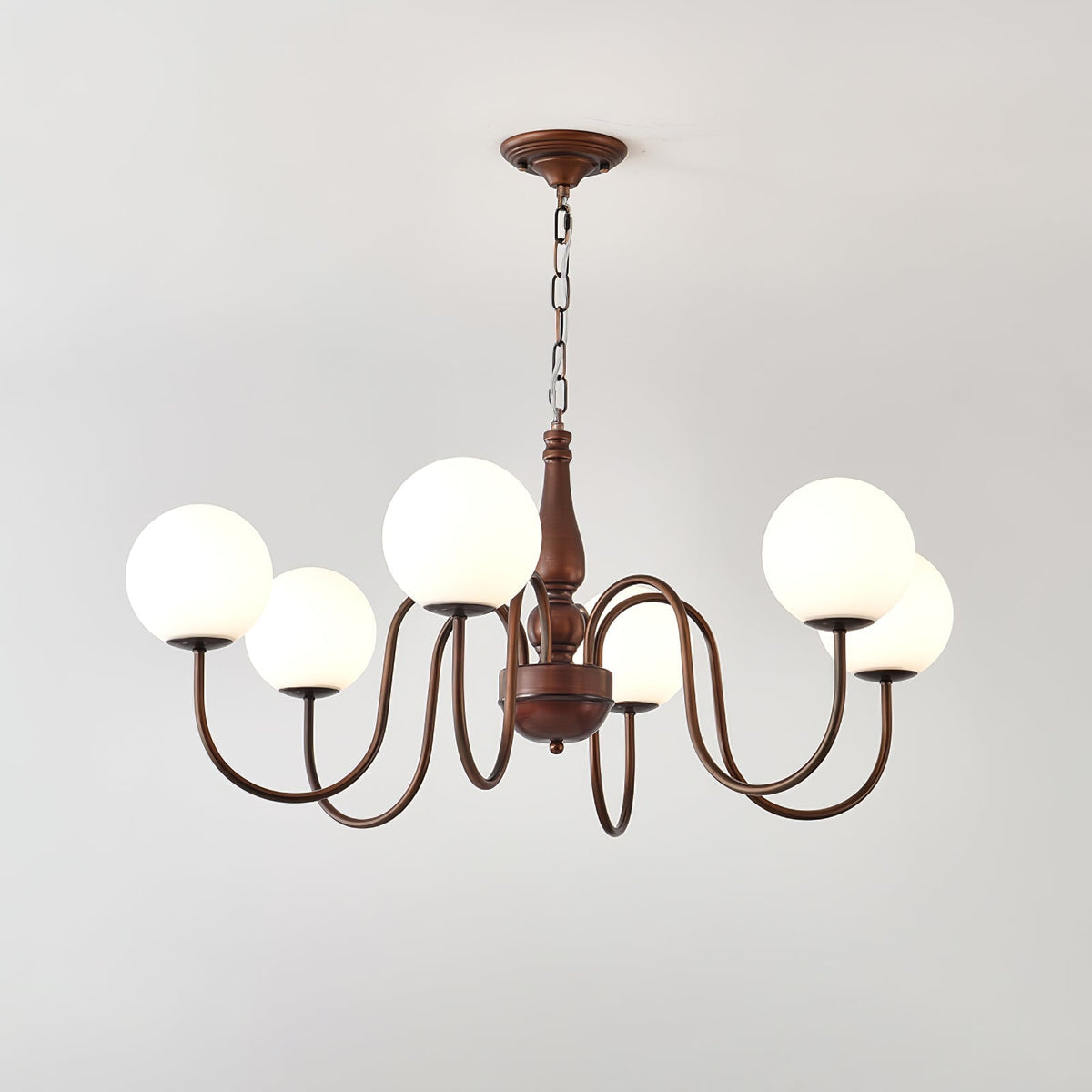 Grelor Kroonluchter koper & glas Grove Ball