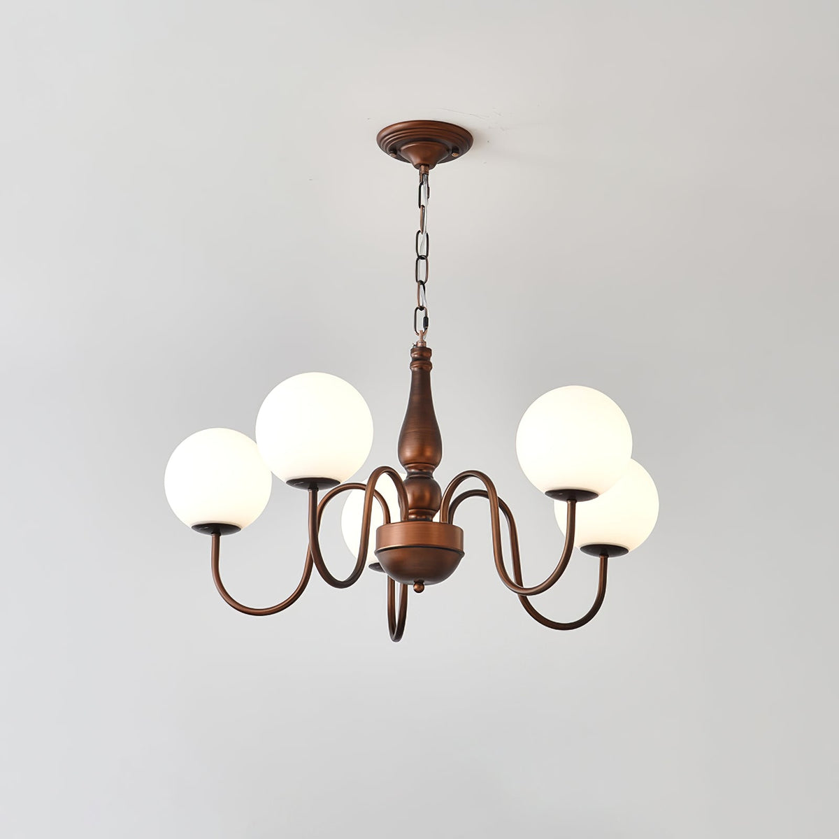 Grelor Kroonluchter koper & glas Grove Ball