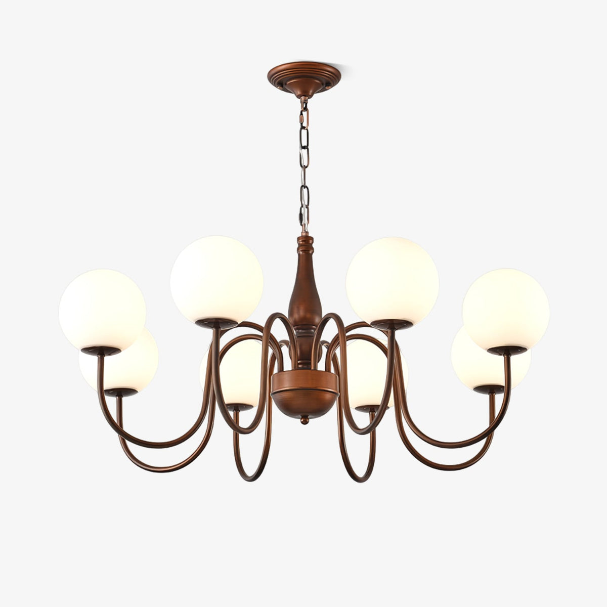 Grelor Kroonluchter koper & glas Grove Ball