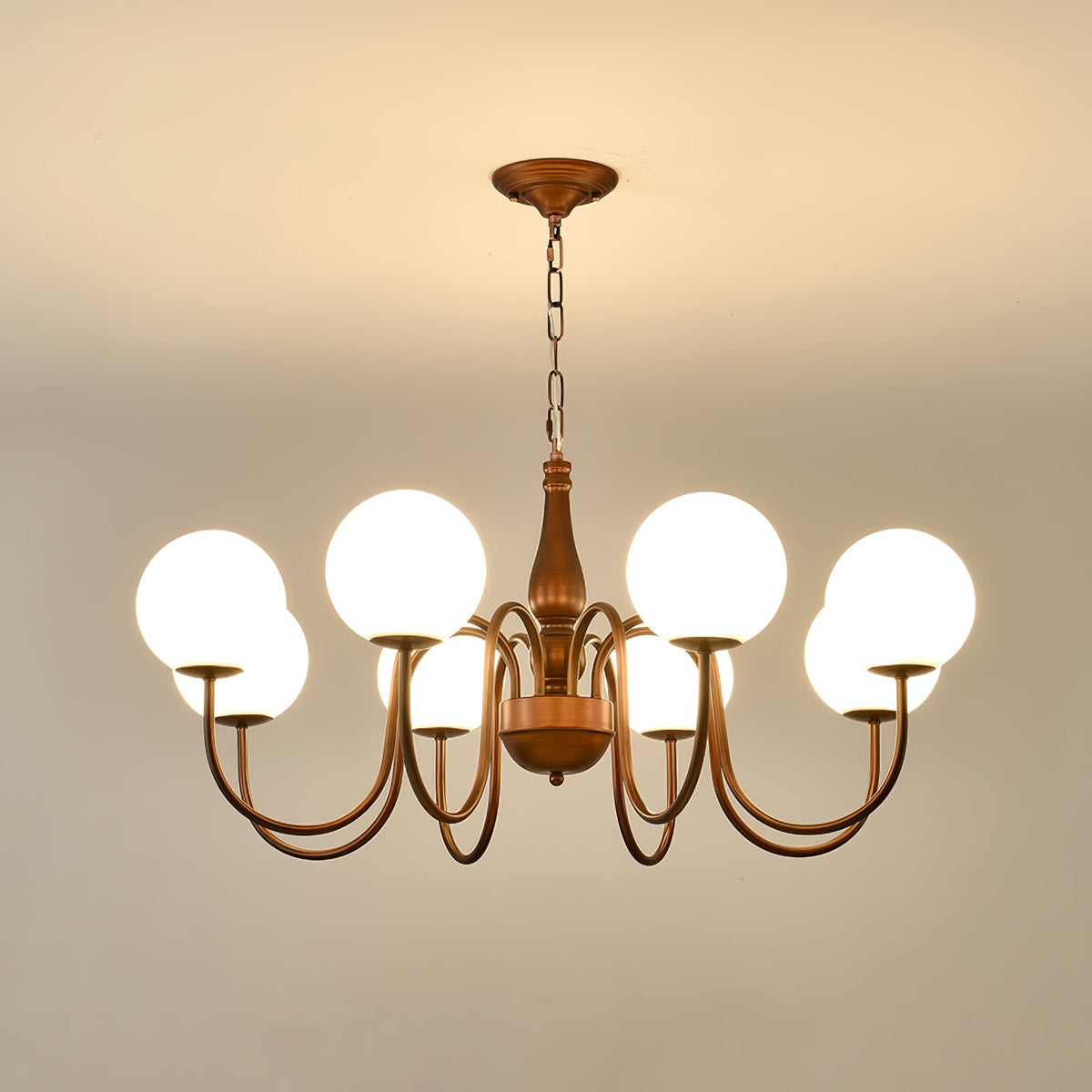 Grelor Kroonluchter koper & glas Grove Ball