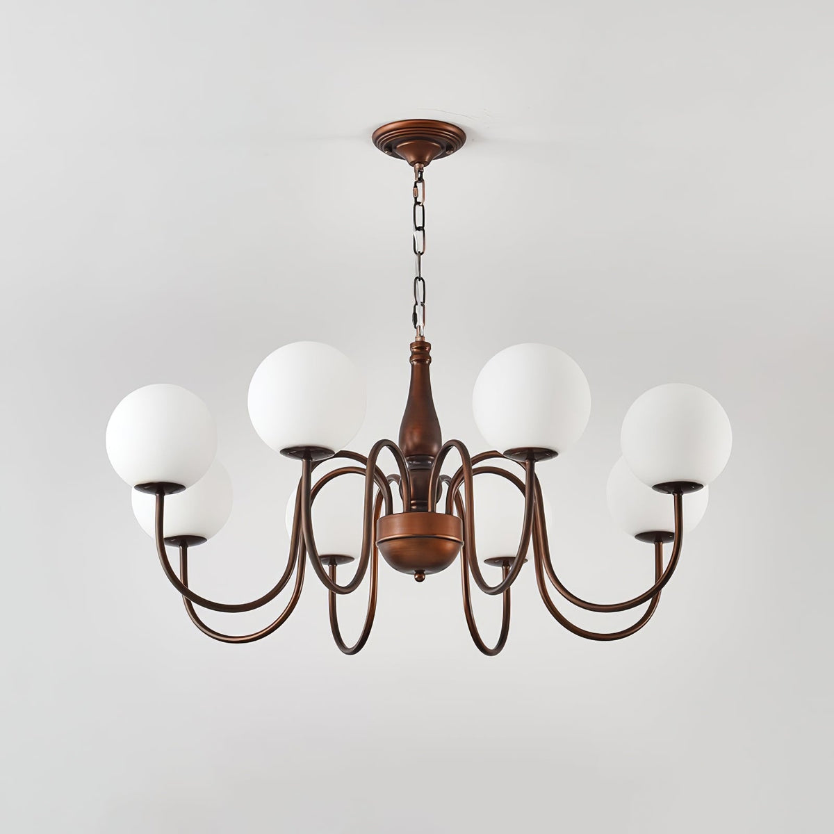 Grelor Kroonluchter koper & glas Grove Ball