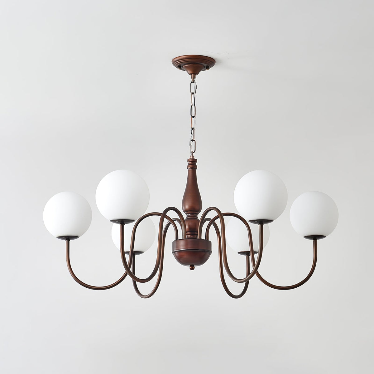 Grelor Kroonluchter koper & glas Grove Ball