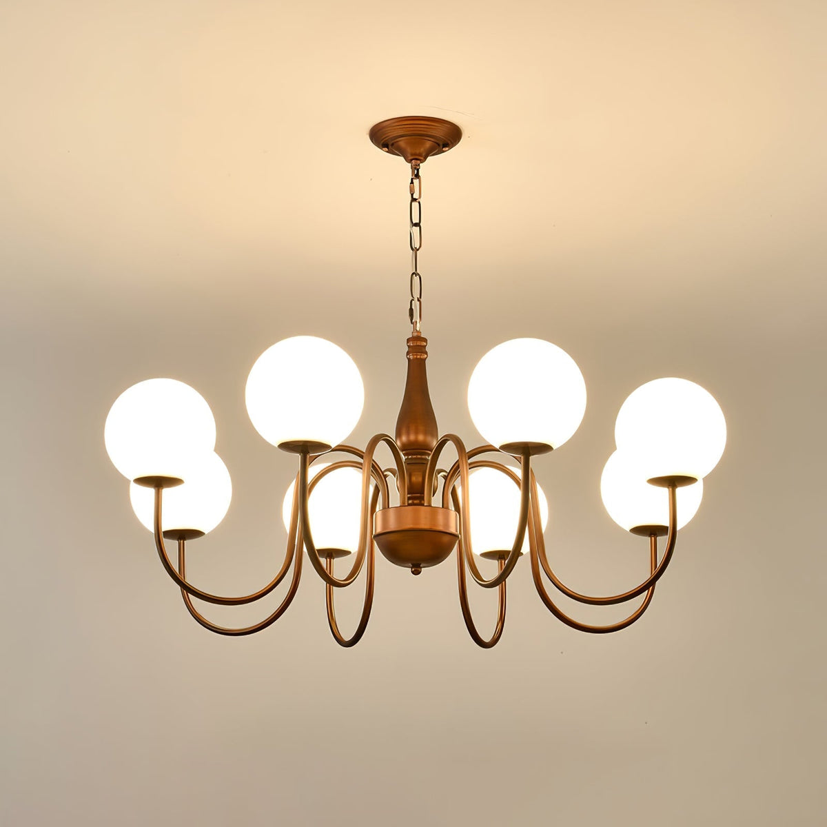 Grelor Kroonluchter koper & glas Grove Ball
