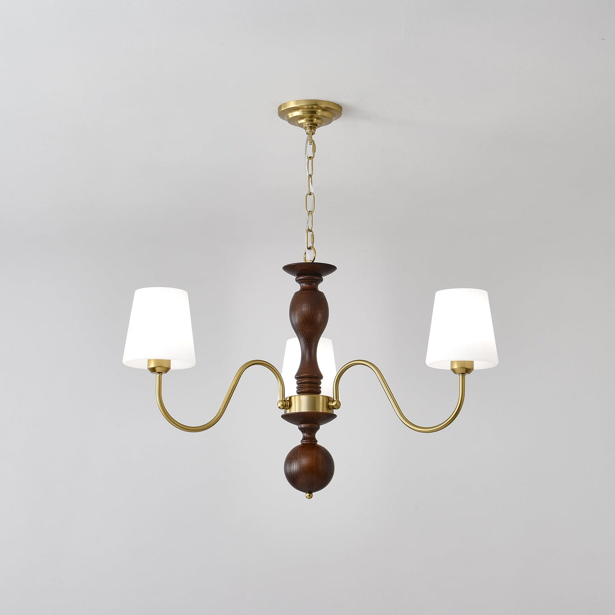 Vivena Kroonluchter messing Hout Rustiek Vintage