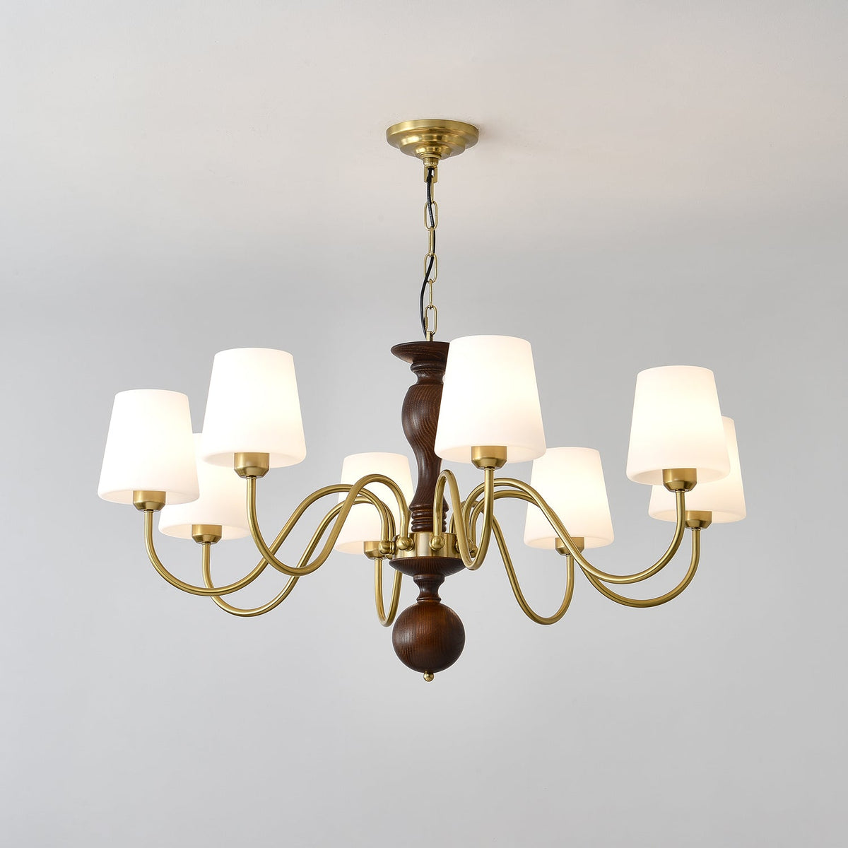 Vivena Kroonluchter messing Hout Rustiek Vintage