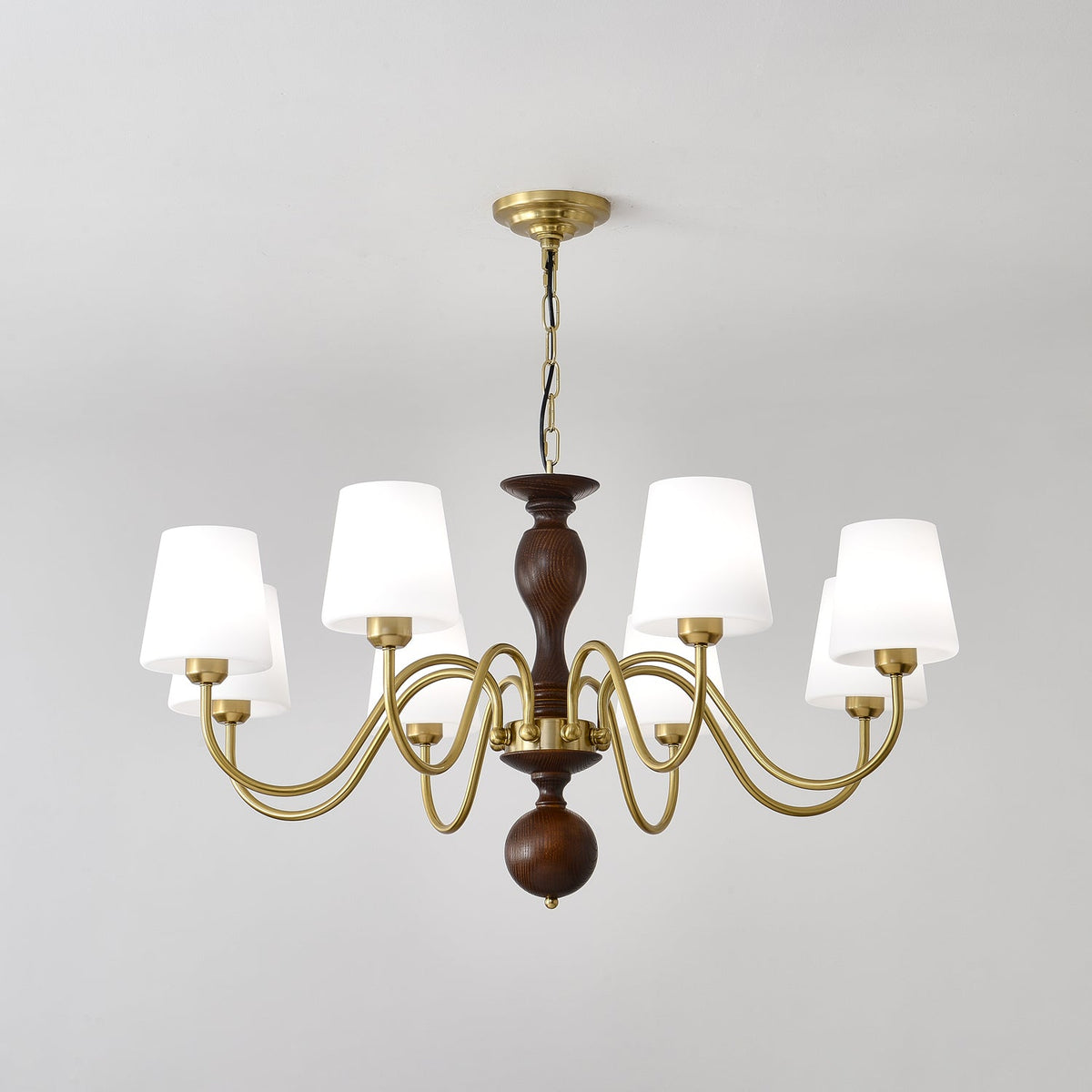 Vivena Kroonluchter messing Hout Rustiek Vintage