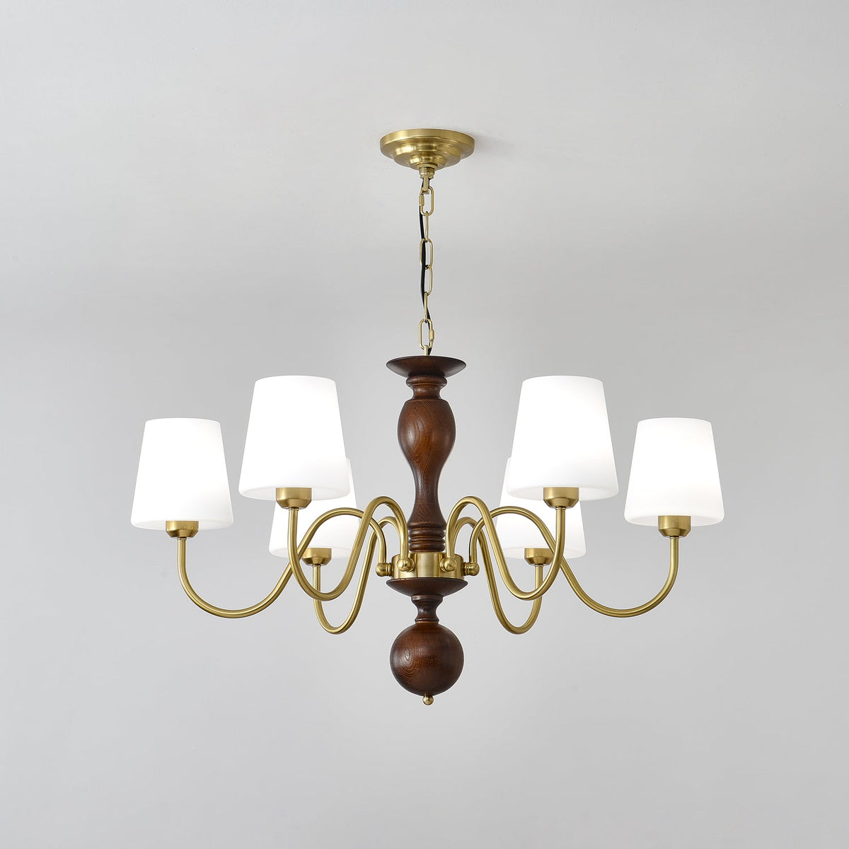 Vivena Kroonluchter messing Hout Rustiek Vintage