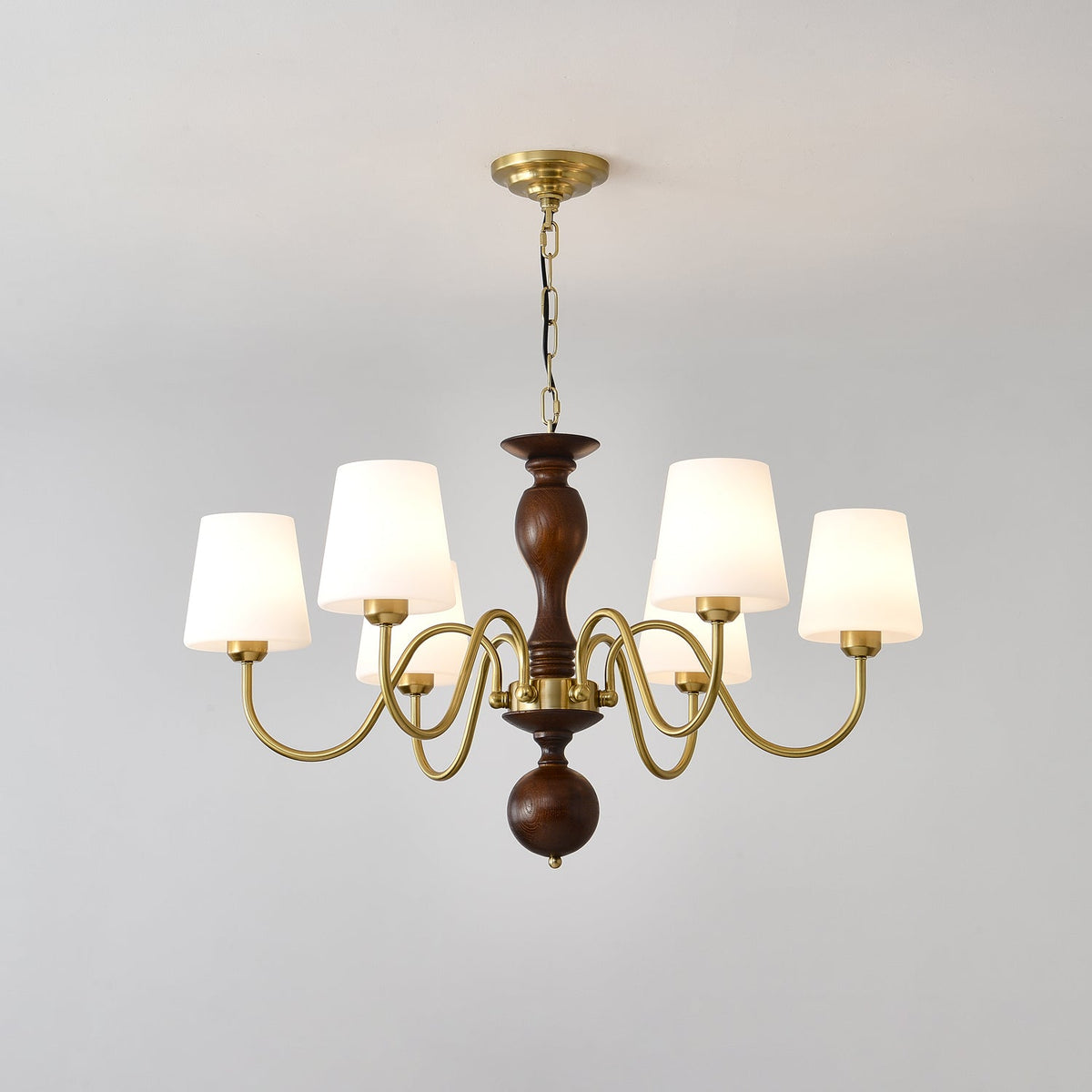Vivena Kroonluchter messing Hout Rustiek Vintage