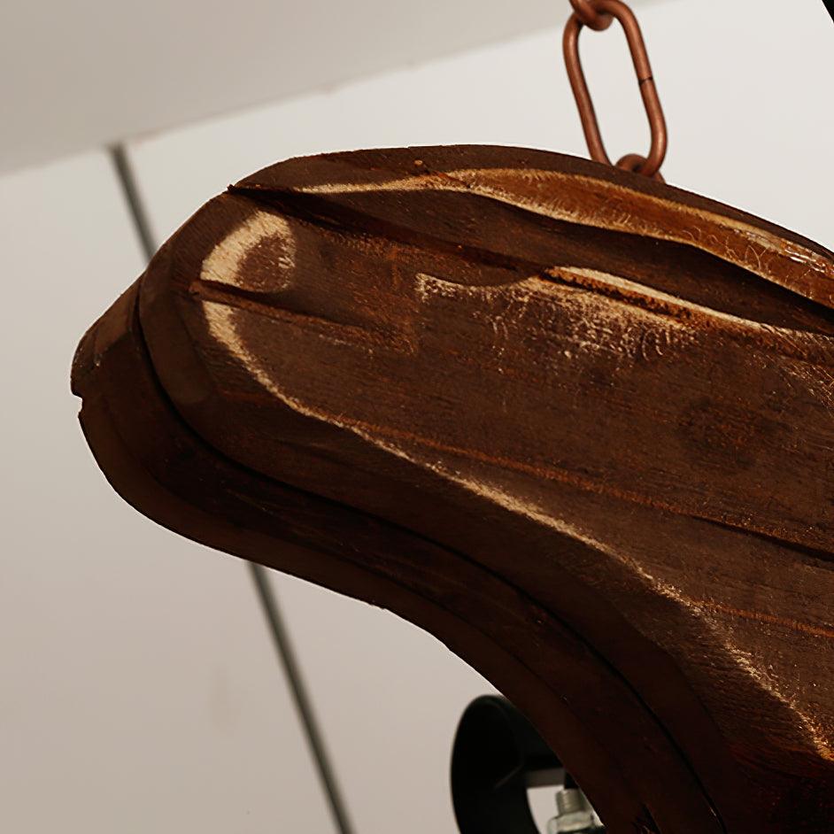 Elvisette hanglamp gitaarvorm rustiek walnoot hout vintage