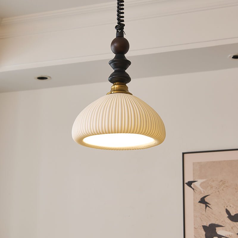 Halcyon Moderne hanglamp van hout met minimalistische boog