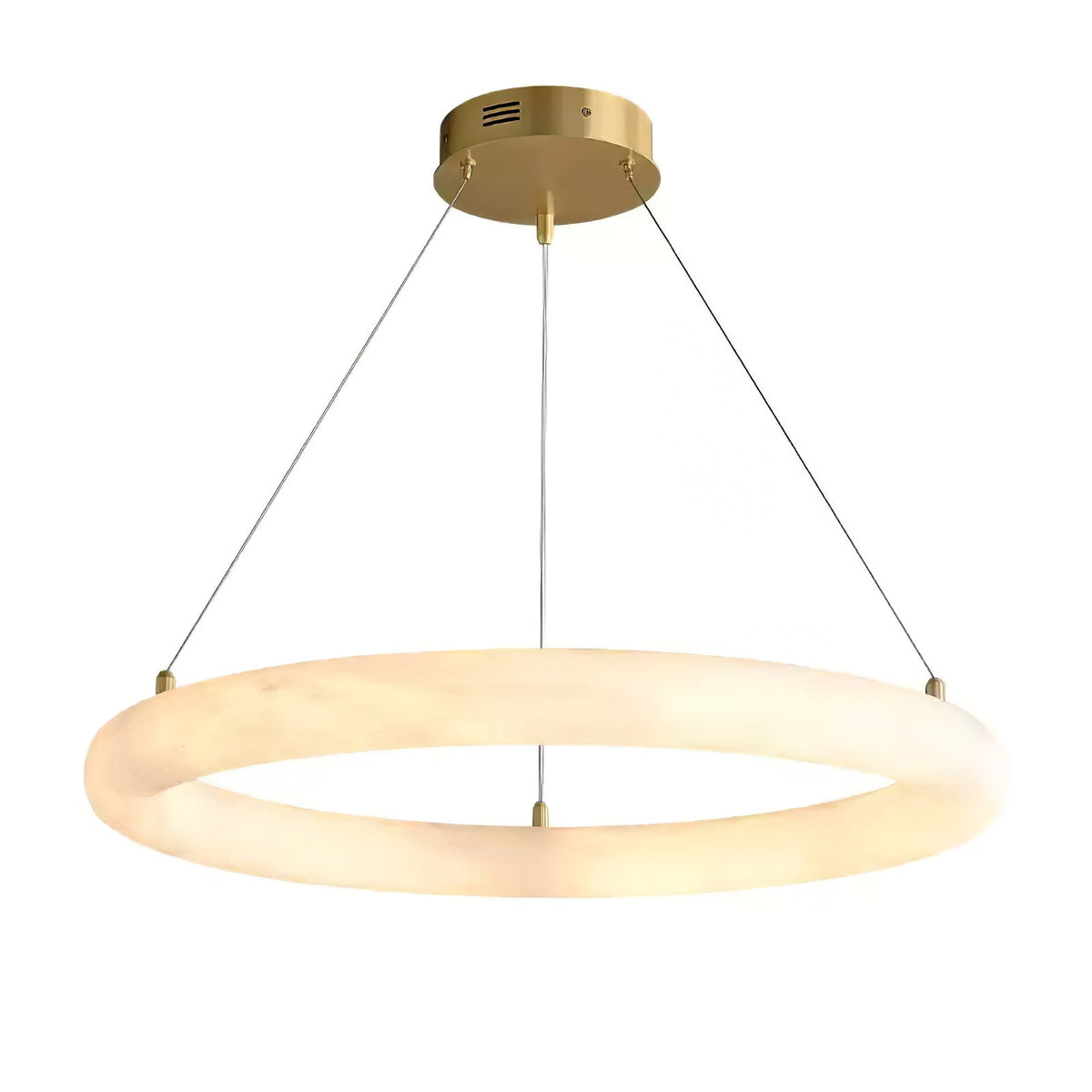 Erzorila ronde albasten hanglamp met goudkleurige accenten