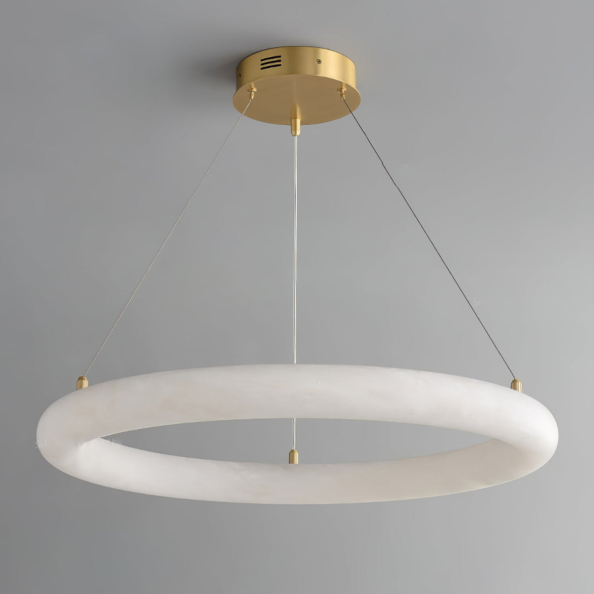 Erzorila ronde albasten hanglamp met goudkleurige accenten