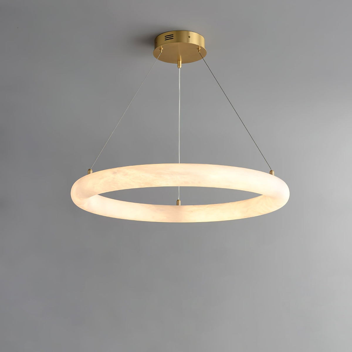 Erzorila ronde albasten hanglamp met goudkleurige accenten
