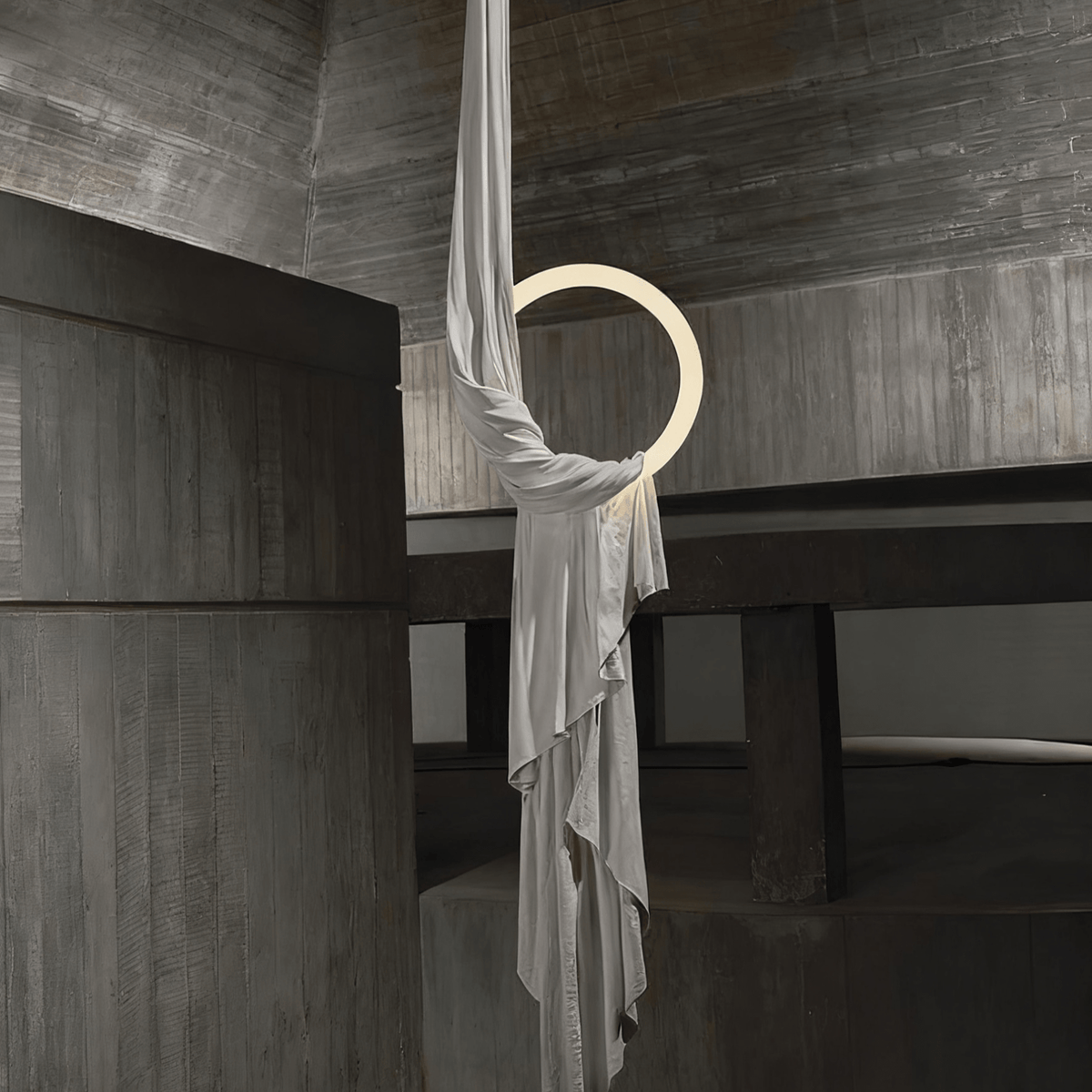 Serelia hanglamp met zijden stofdraperie