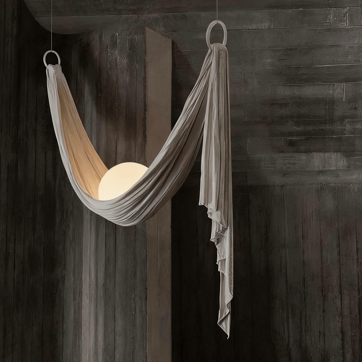 Serelia hanglamp met zijden stofdraperie