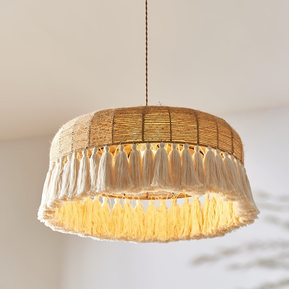 Boho handgeweven jute hanglamp
