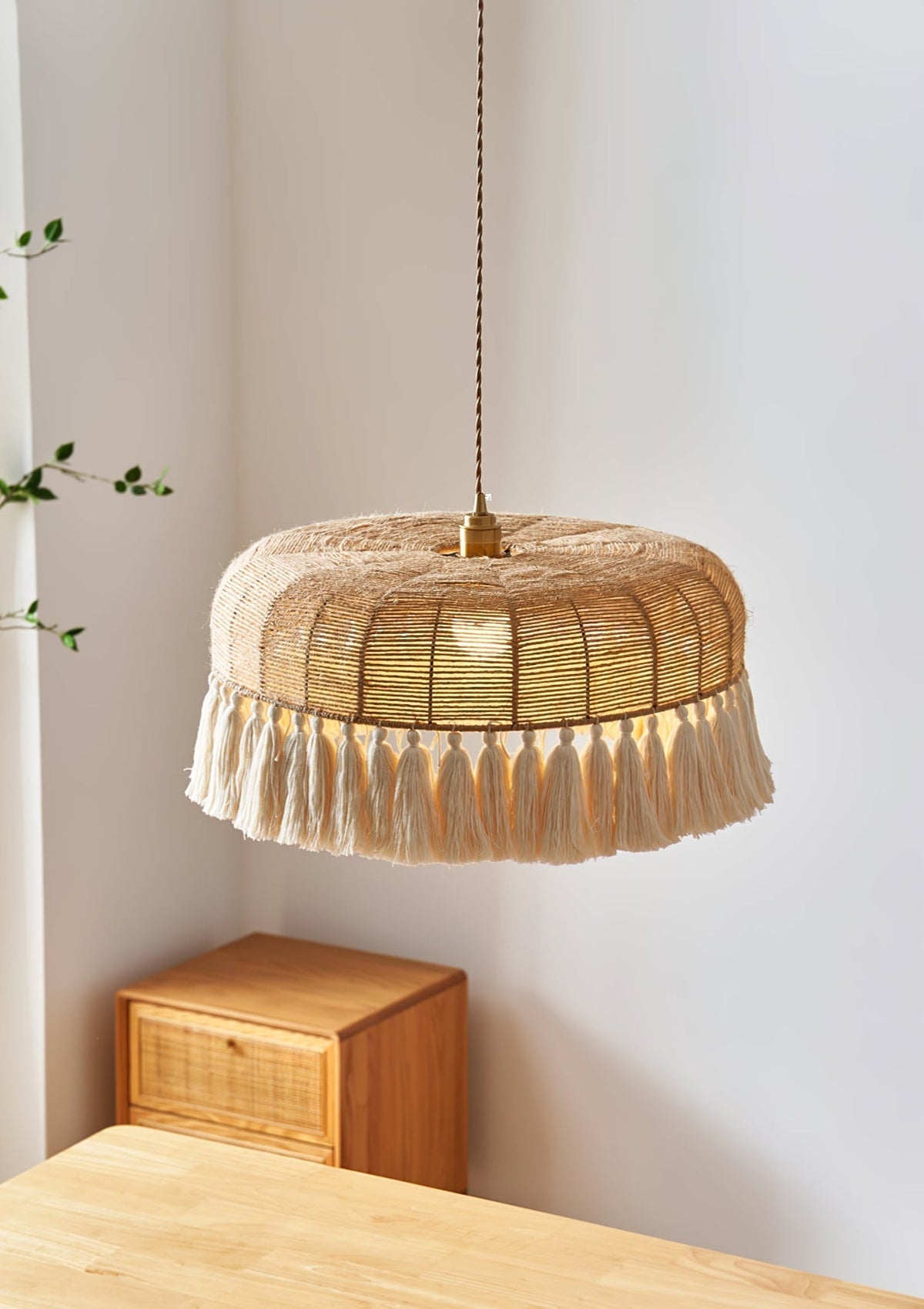 Boho handgeweven jute hanglamp
