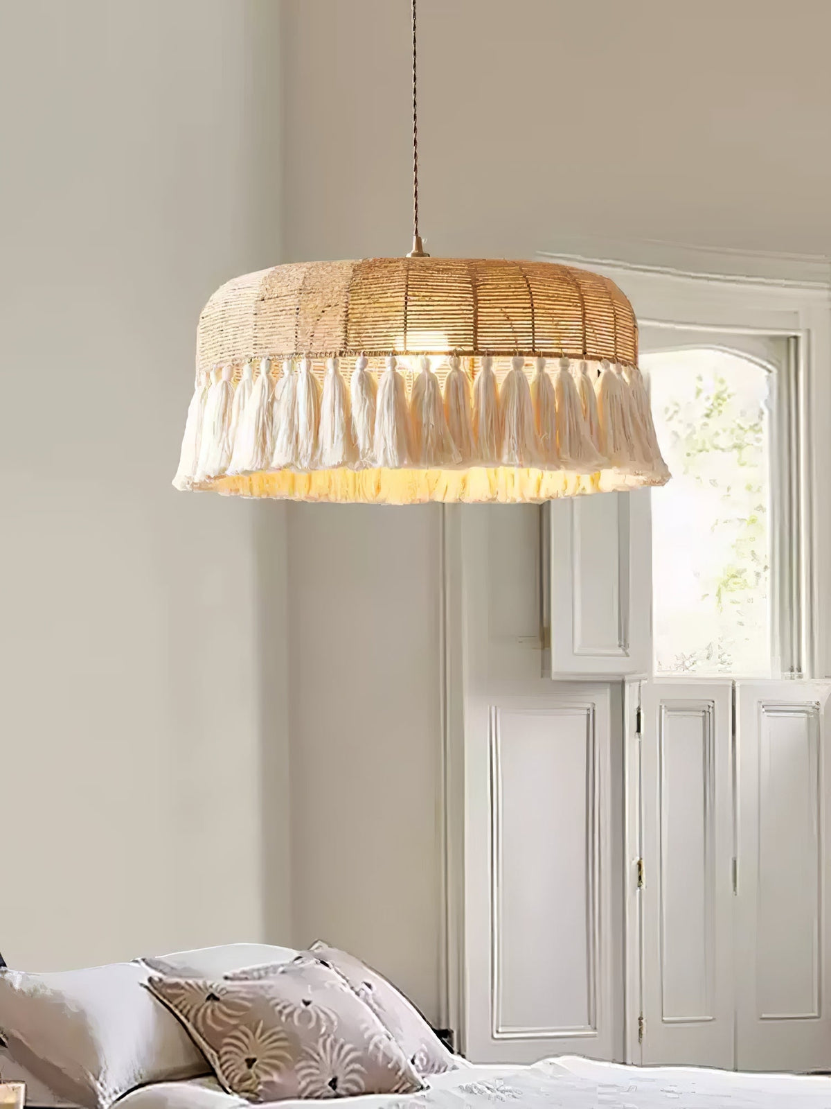 Boho handgeweven jute hanglamp