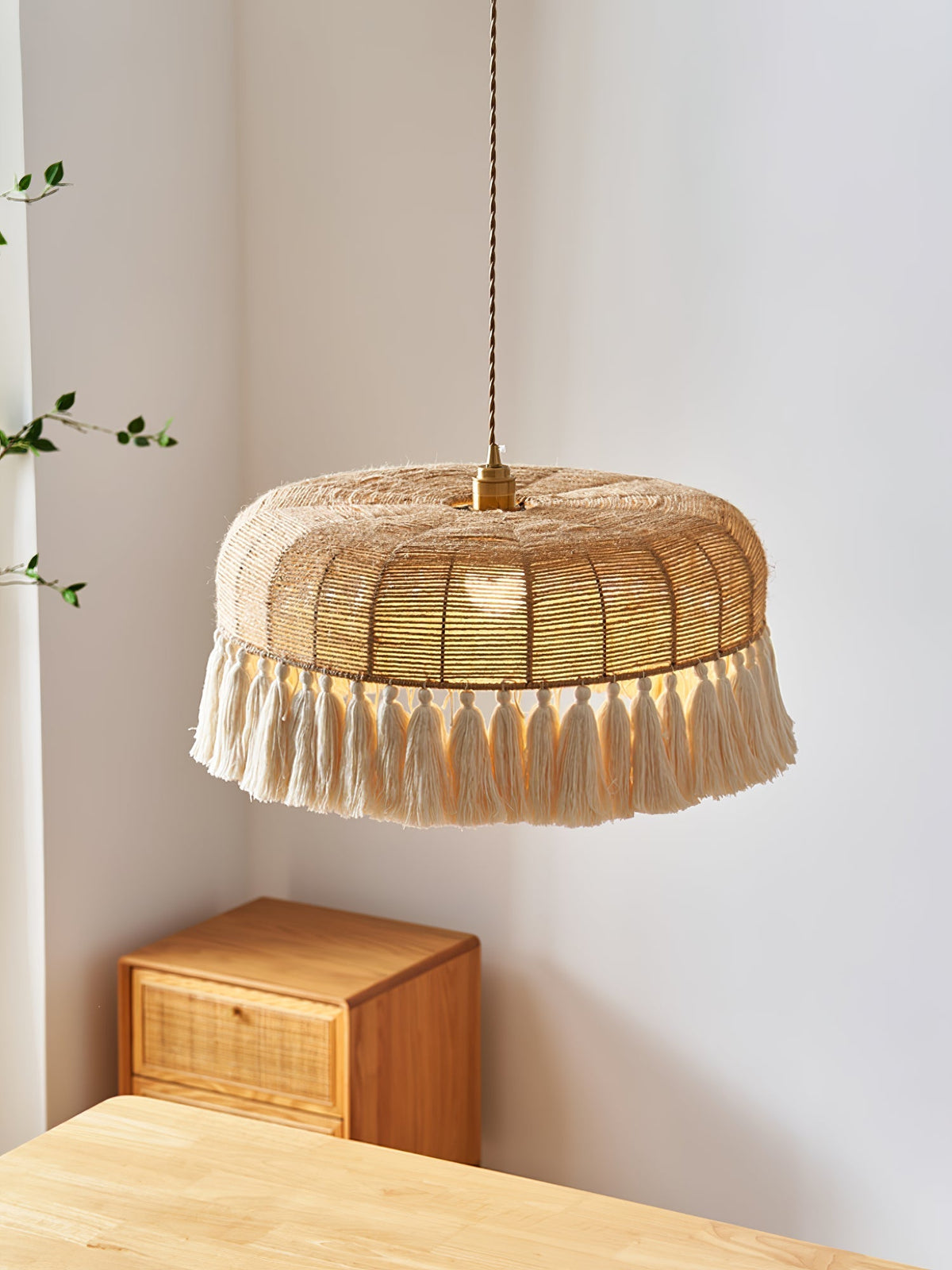 Boho handgeweven jute hanglamp