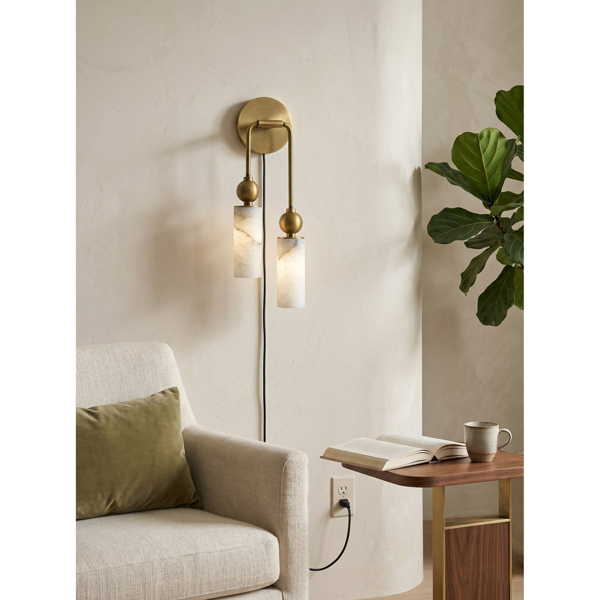 Eiraina albasten wandlamp met stekker